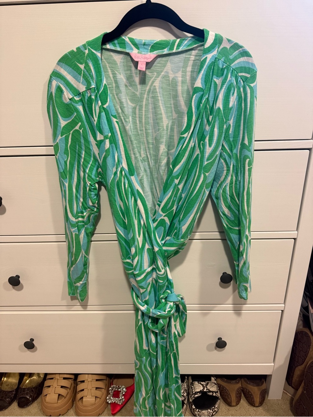 Lilly Pulitzer Green and White Leaf-Print Top